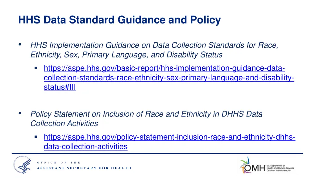 hhs data standard guidance and policy