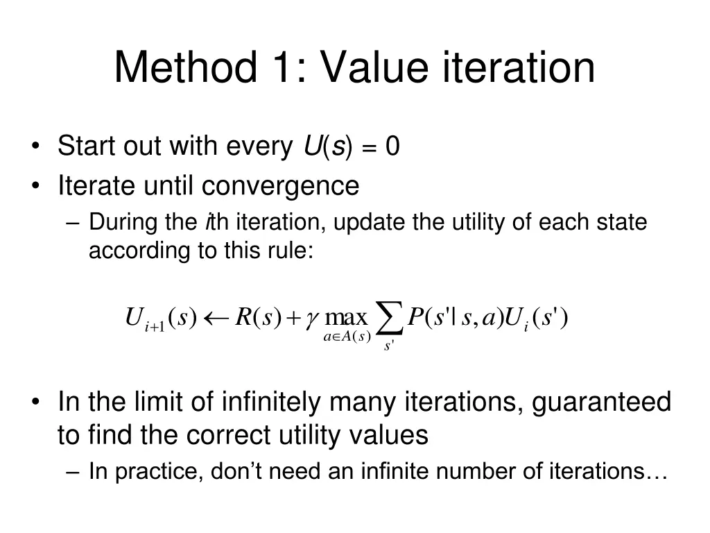 method 1 value iteration