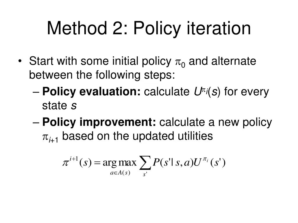 method 2 policy iteration