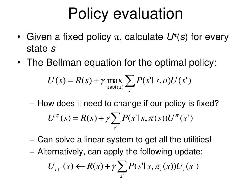 policy evaluation