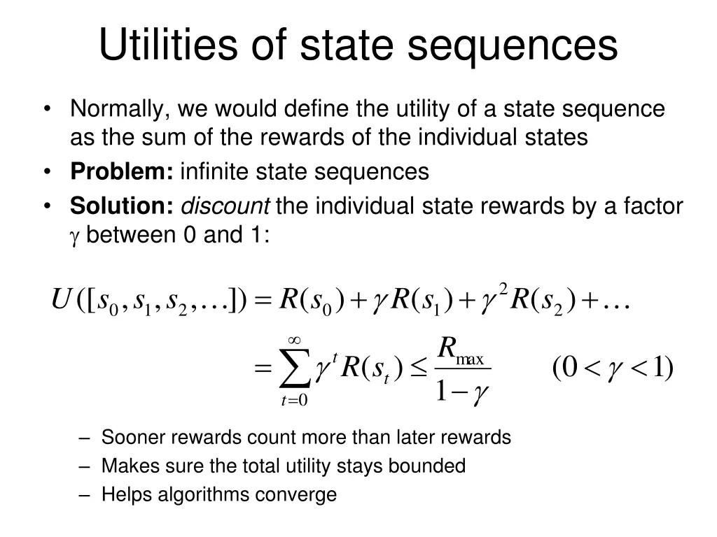 utilities of state sequences