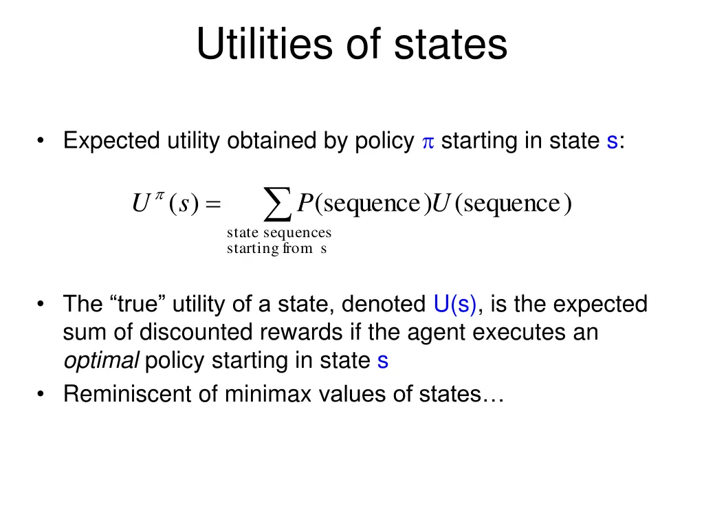 utilities of states