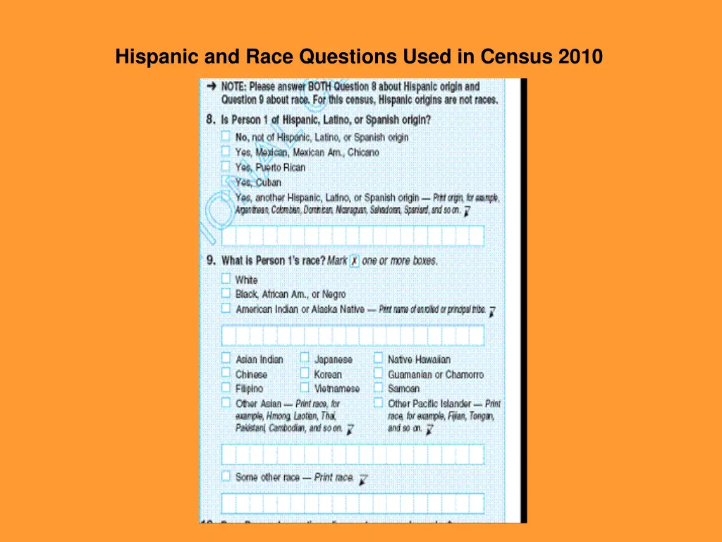 hispanic and race questions used in census 2010