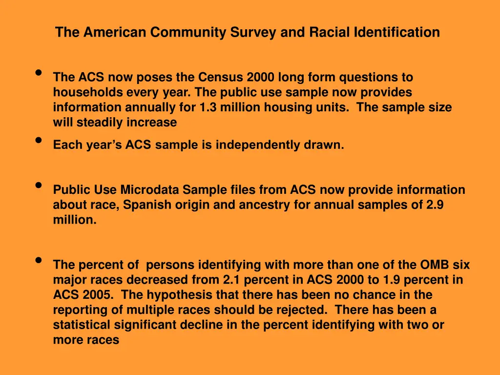 the american community survey and racial