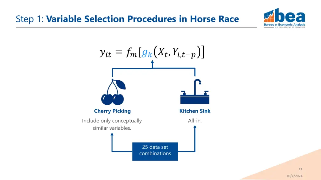 step 1 variable selection procedures in horse race