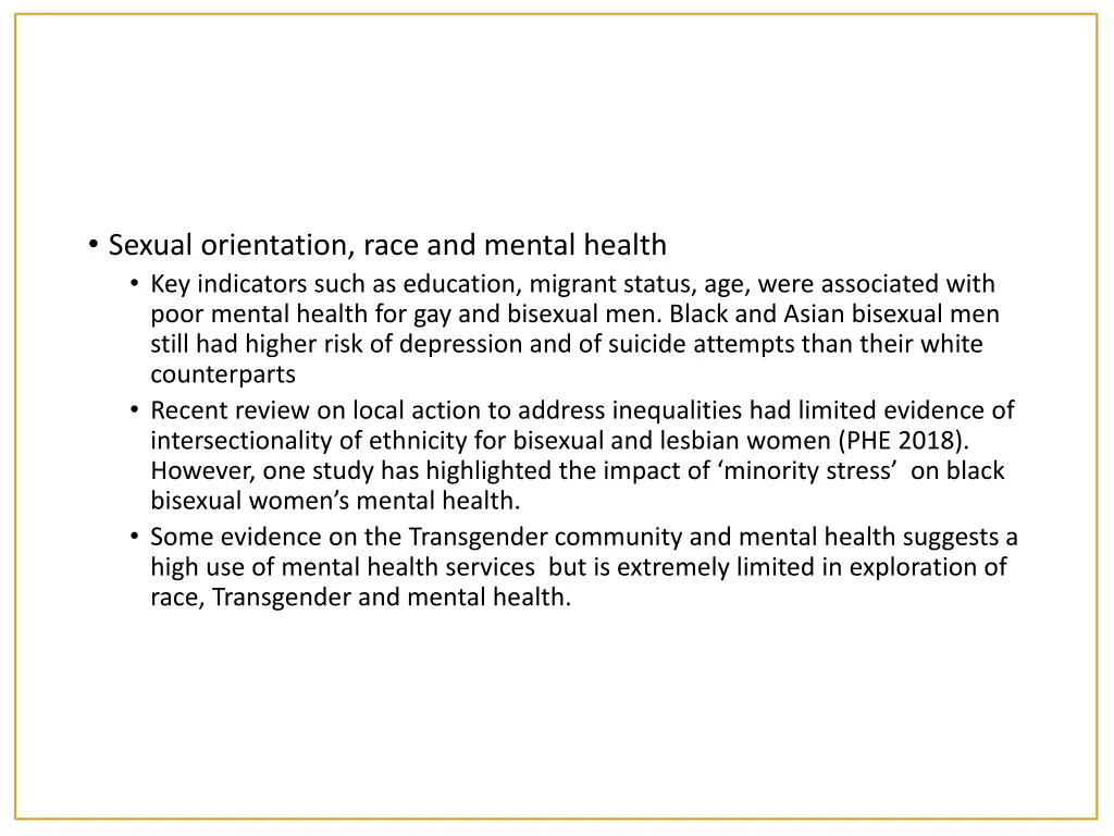 sexual orientation race and mental health