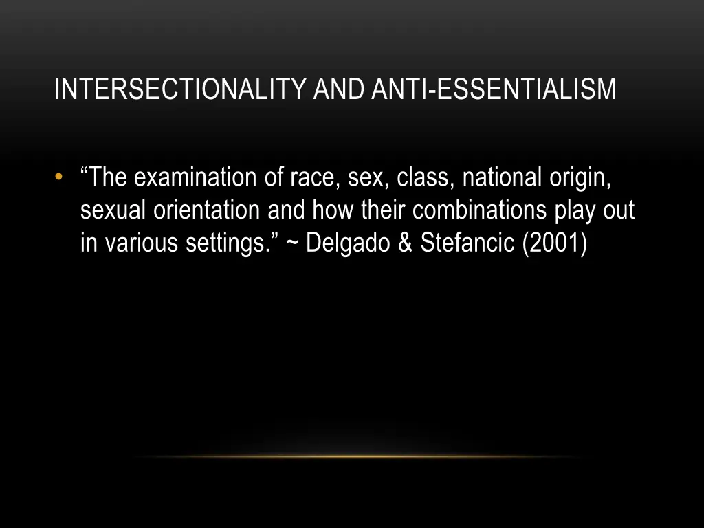 intersectionality and anti essentialism