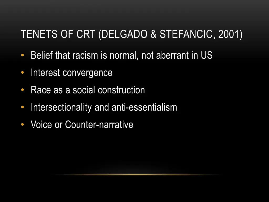 tenets of crt delgado stefancic 2001