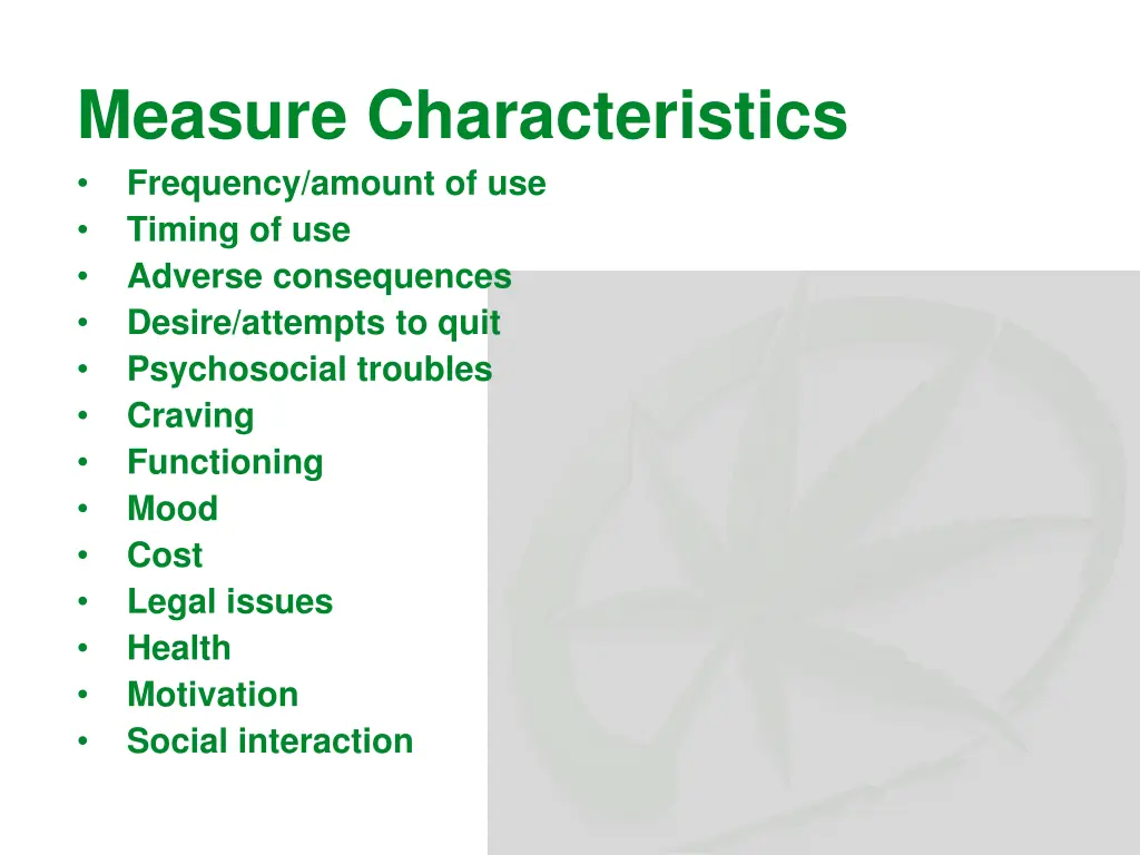 measure characteristics frequency amount