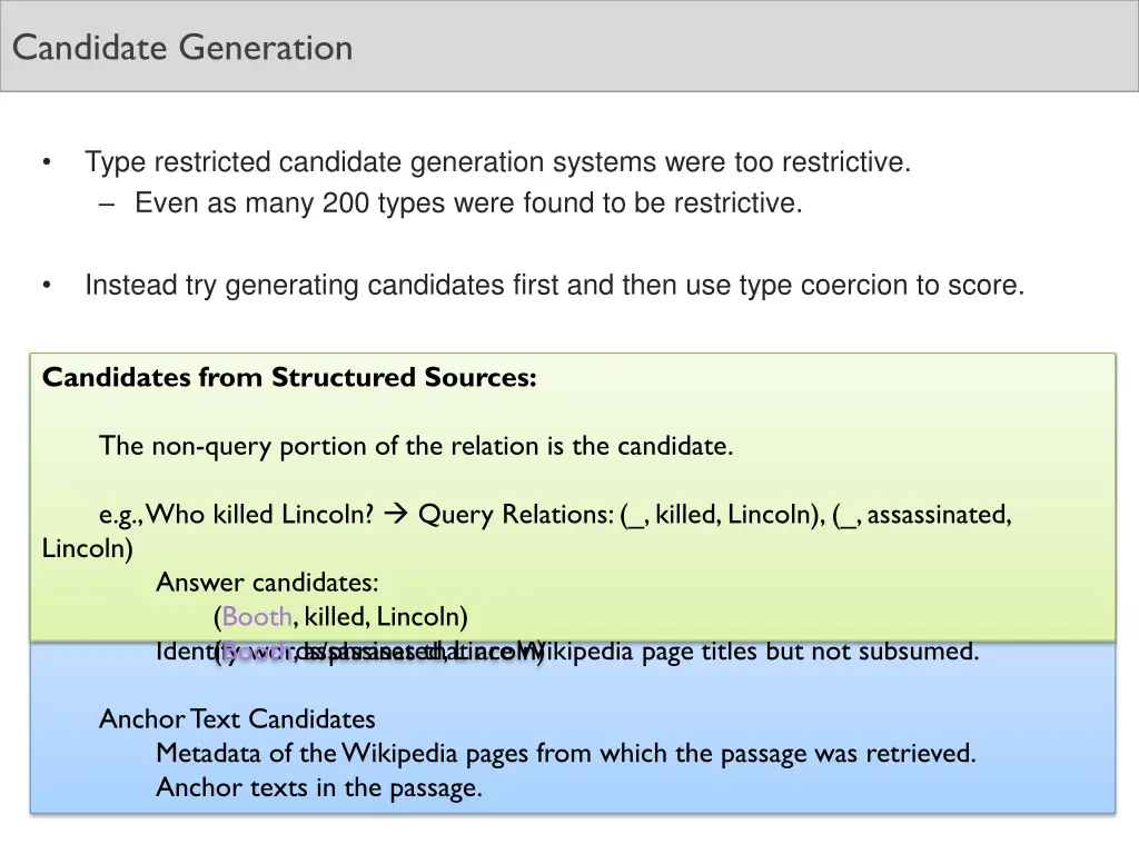 candidate generation