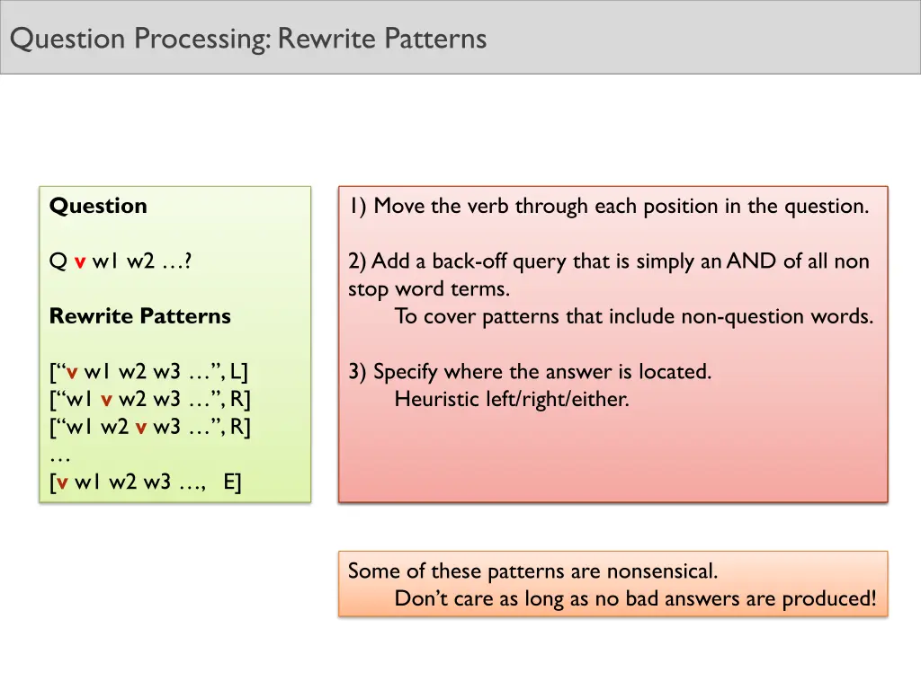 question processing rewrite patterns