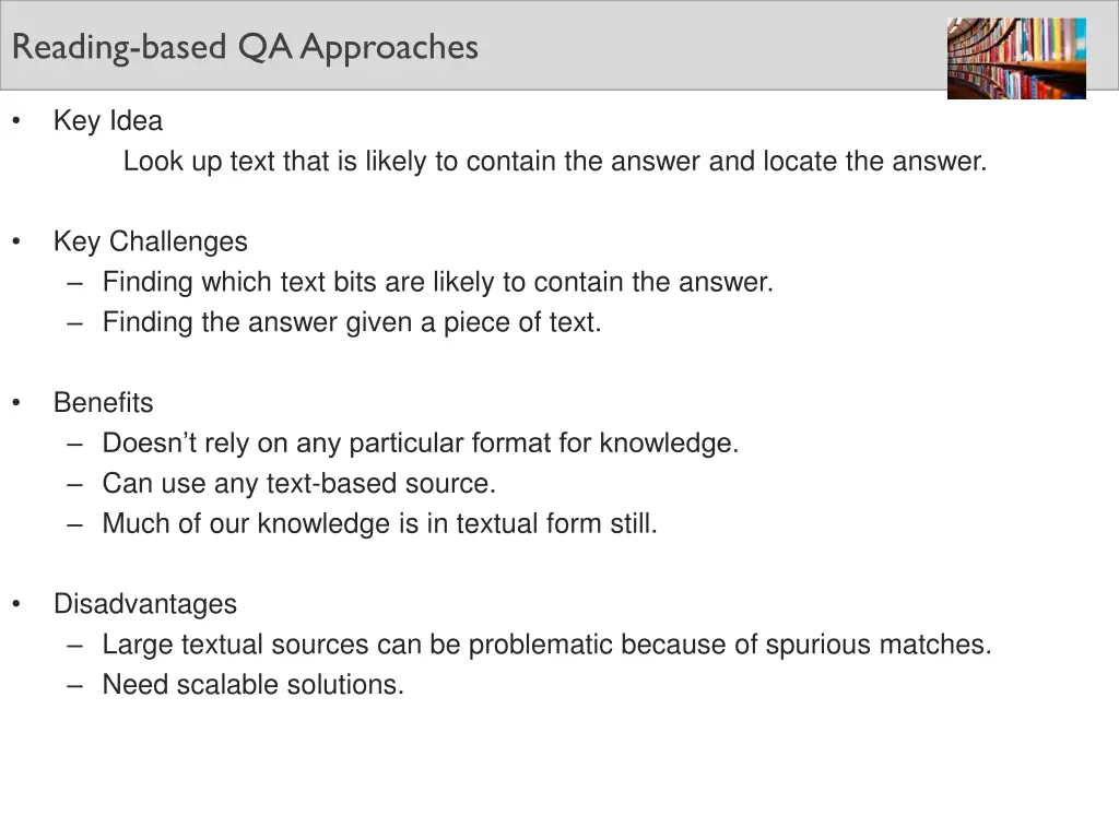 reading based qa approaches