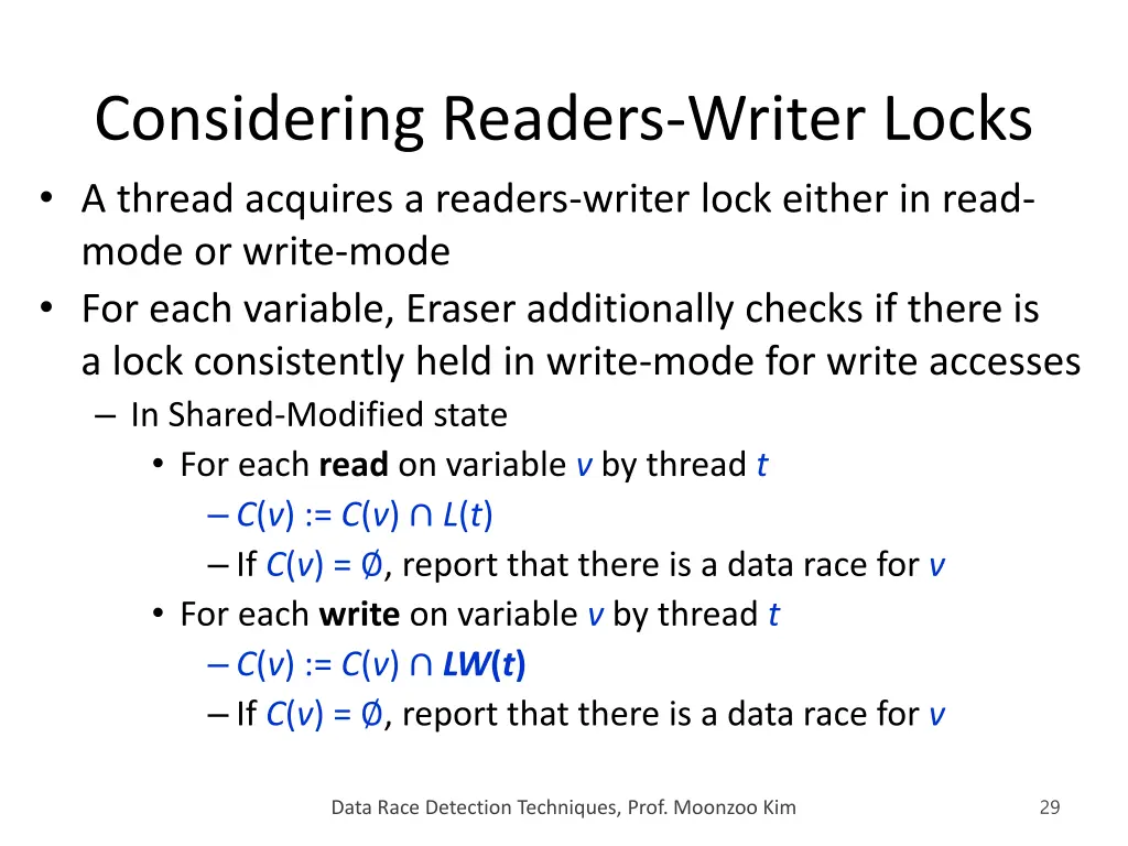 considering readers writer locks a thread