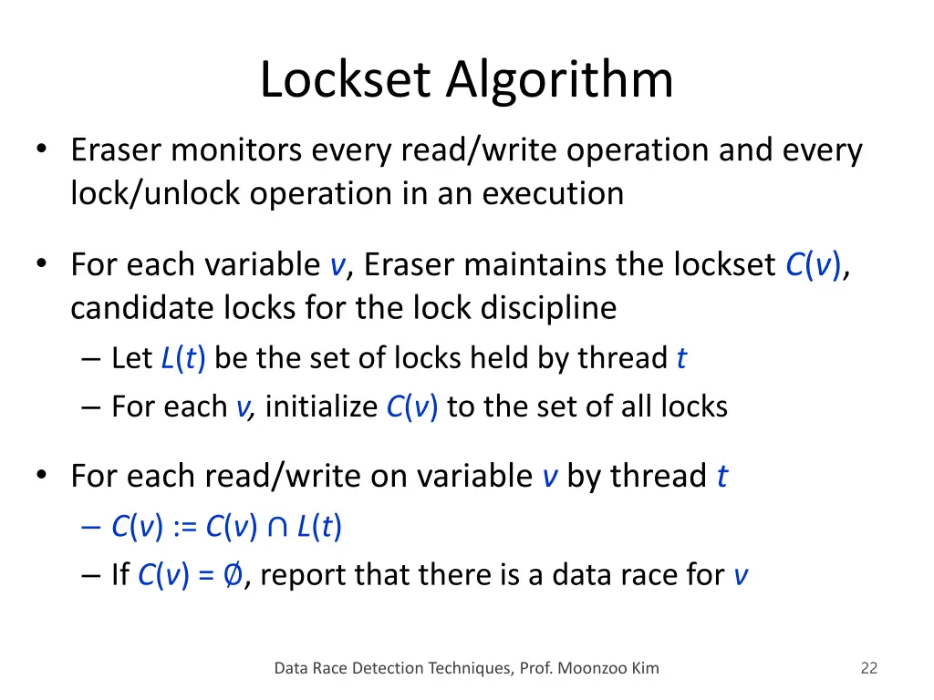 lockset algorithm