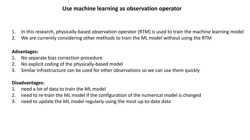 use machine learning as observation operator