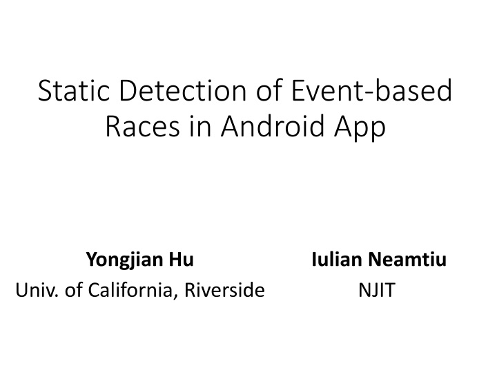 static detection of event based races in android