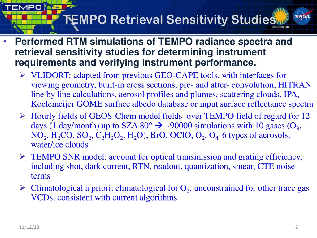 tempo retrieval sensitivity studies