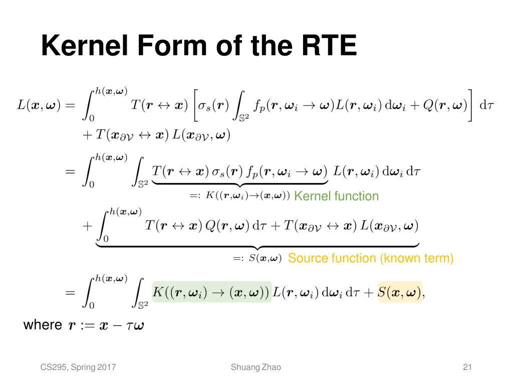 kernel form of the rte