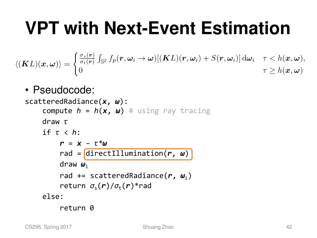 vpt with next event estimation 2