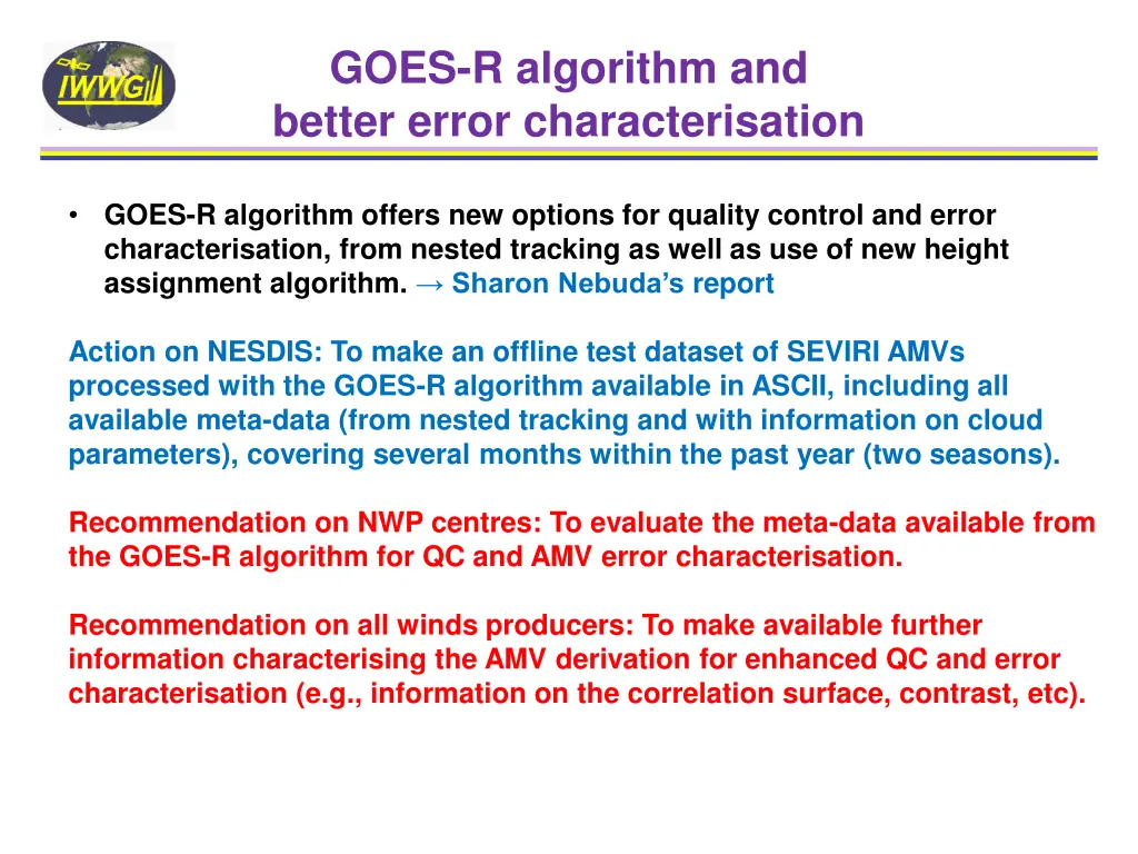 goes r algorithm and better error characterisation