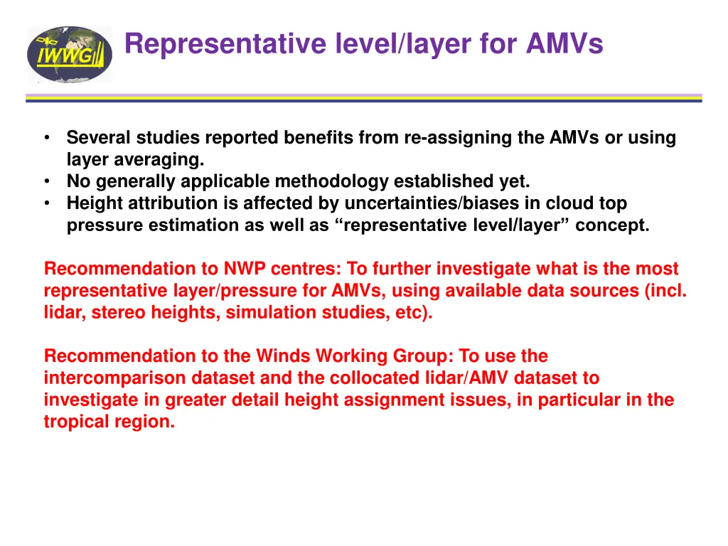 representative level layer for amvs