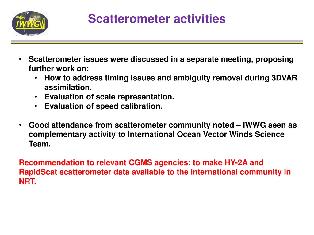 scatterometer activities