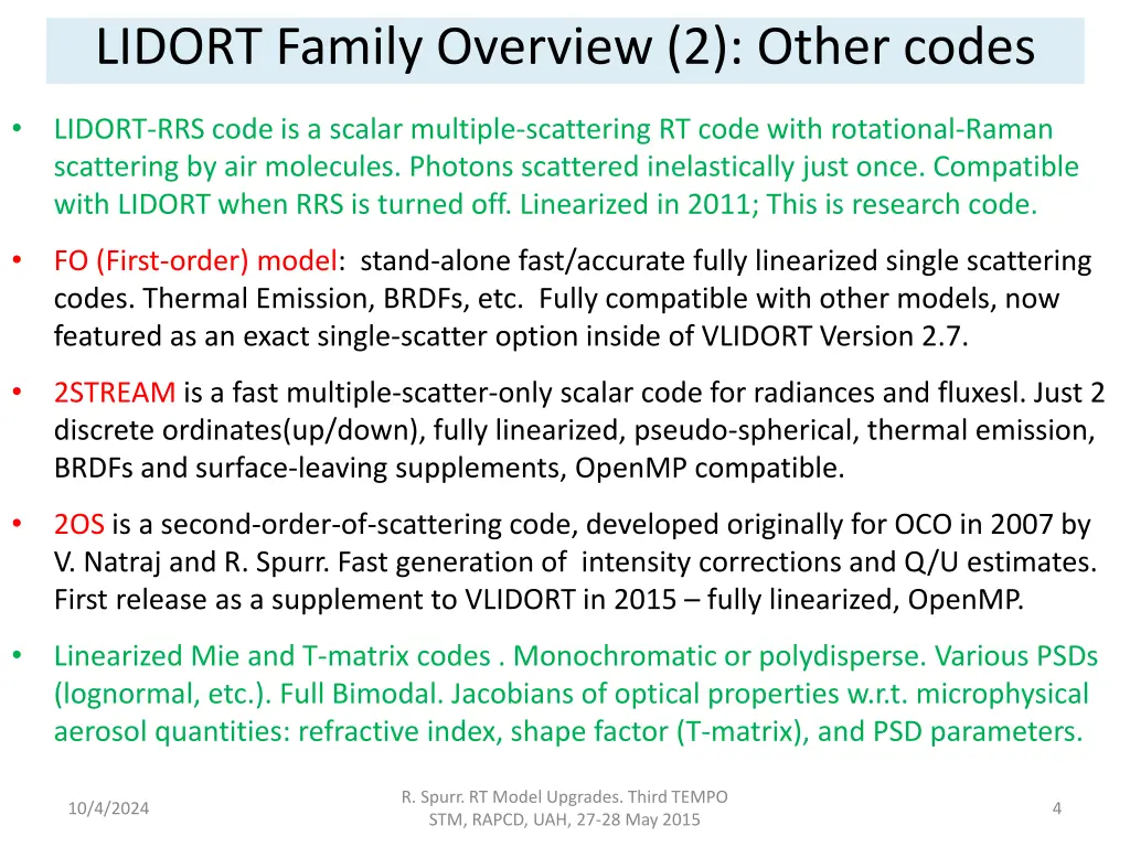 lidort family overview 2 other codes