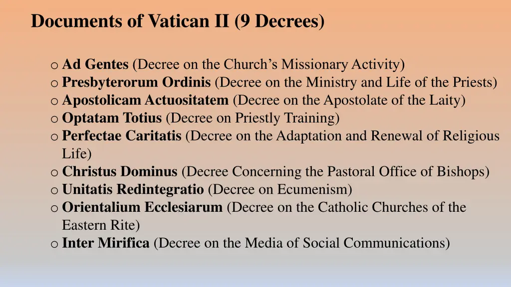 documents of vatican ii 9 decrees