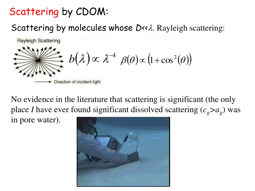 scattering by cdom scattering by molecules whose