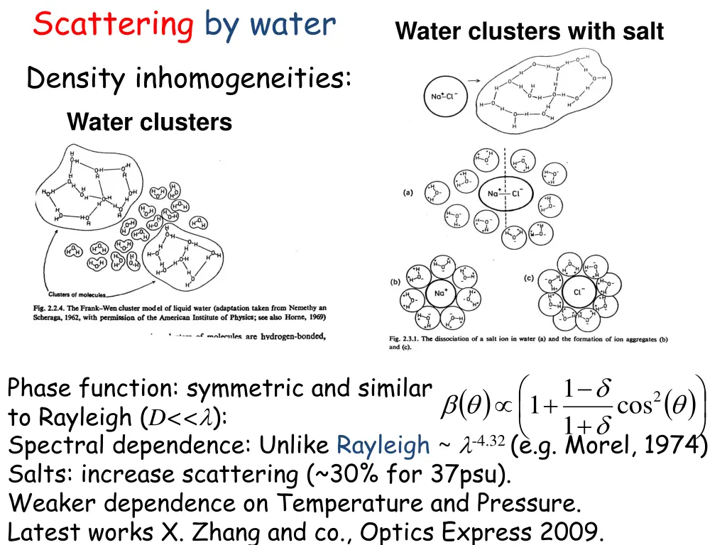 scattering by water density inhomogeneities water