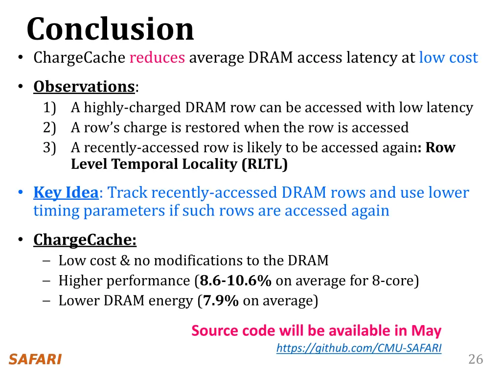 conclusion chargecache reduces average dram