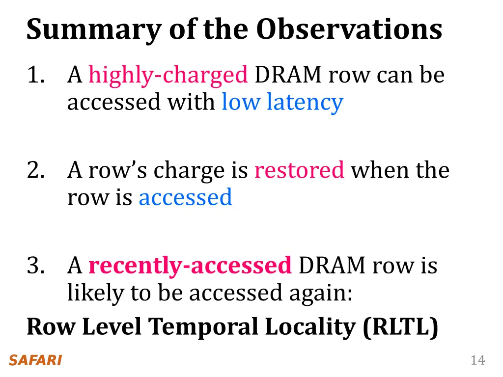 summary of the observations