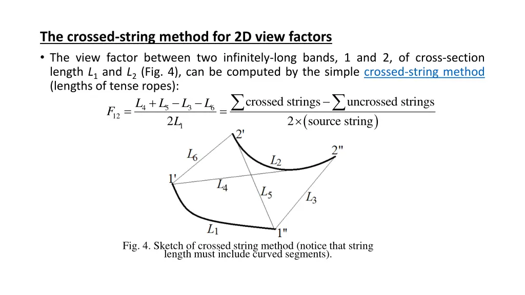 the crossed string method for 2d view factors