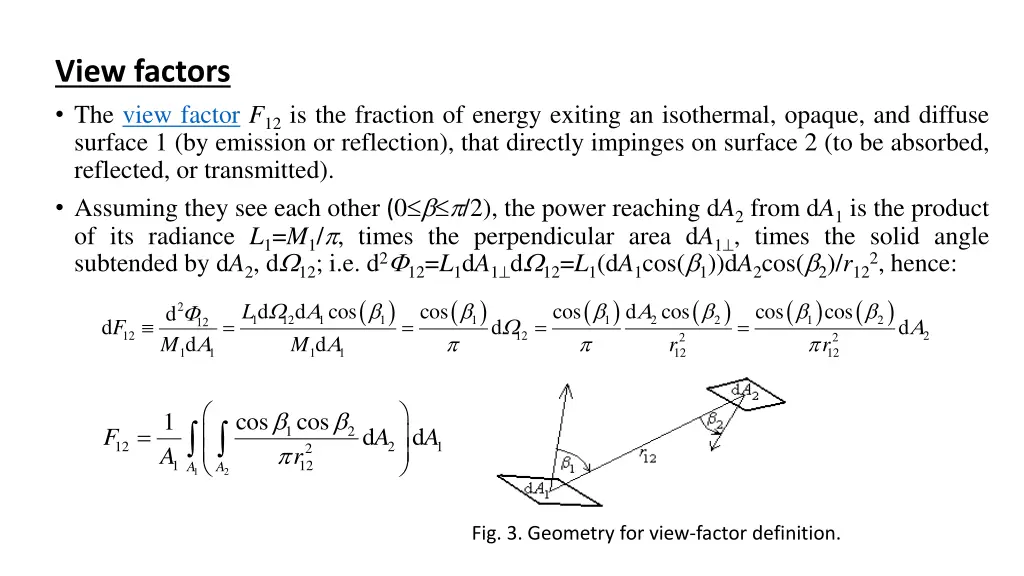 view factors the view factor f 12 is the fraction