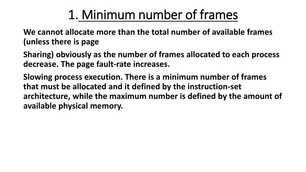 1 1 minimum number of frames minimum number