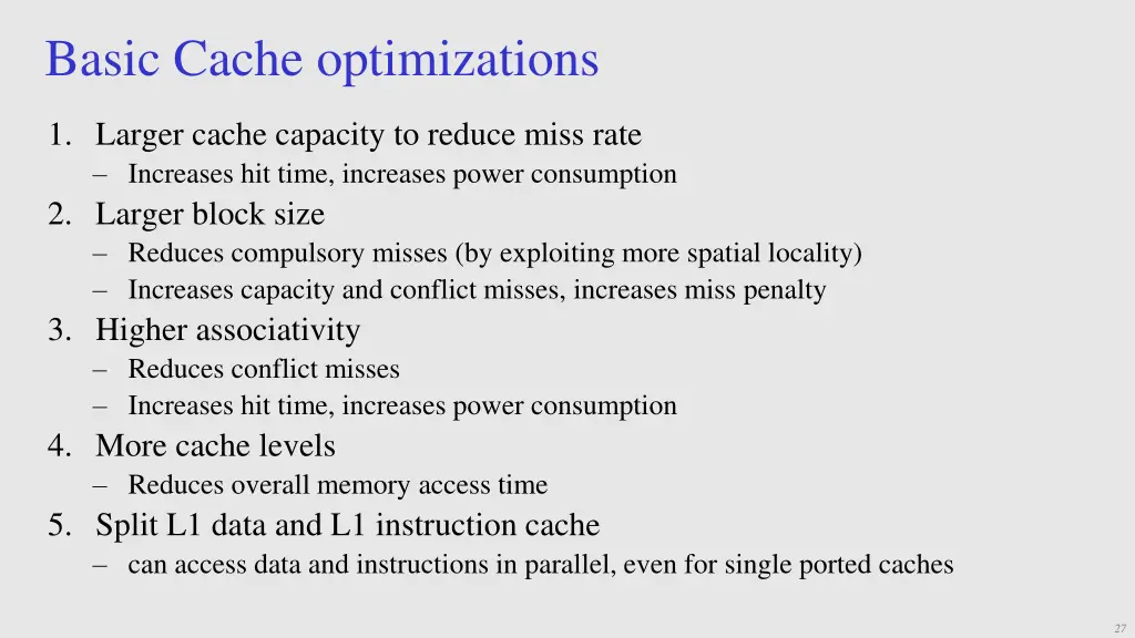 basic cache optimizations