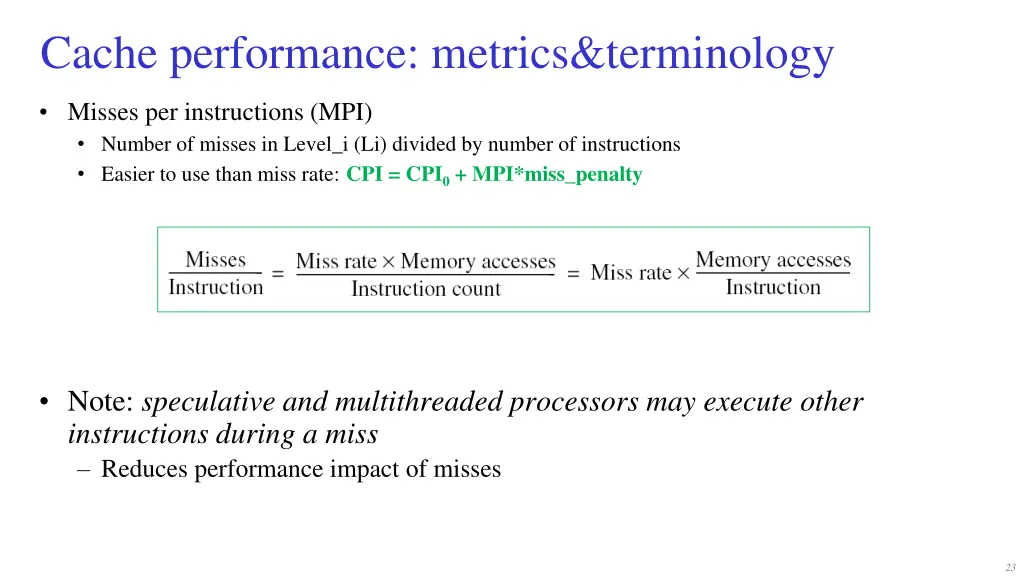 cache performance metrics terminology 1