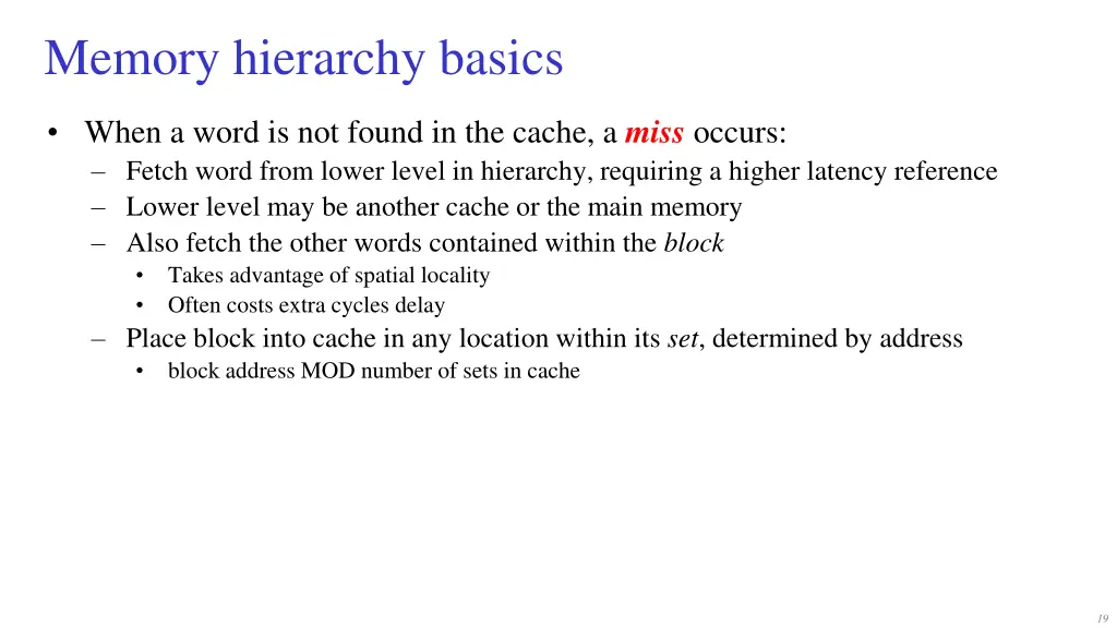 memory hierarchy basics