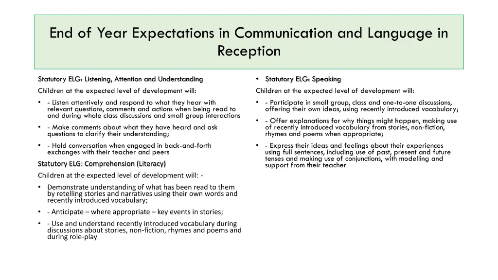 end of year expectations in communication