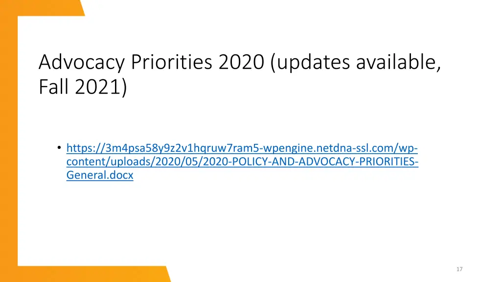 advocacy priorities 2020 updates available fall