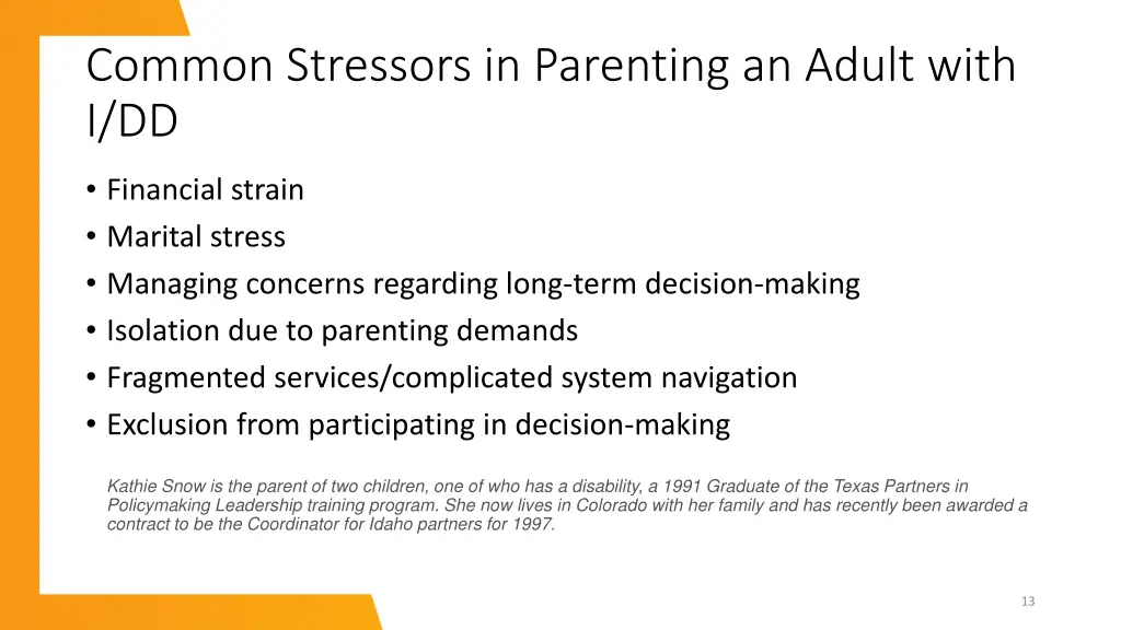 common stressors in parenting an adult with i dd