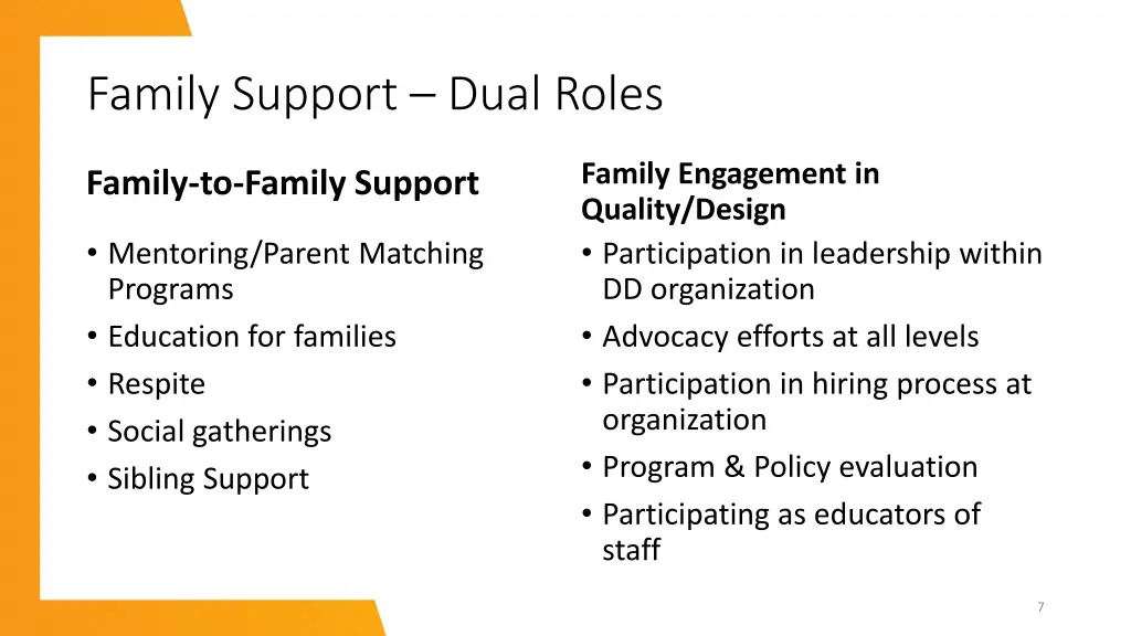 family support dual roles