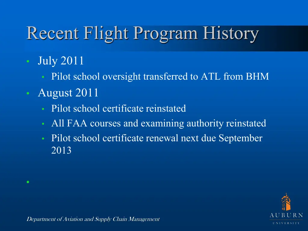 recent flight program history 1