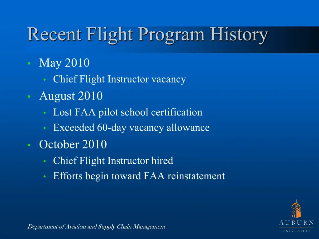 recent flight program history