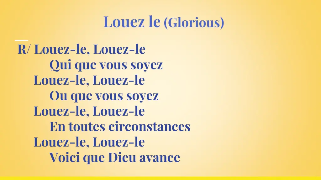 louez le glorious 1