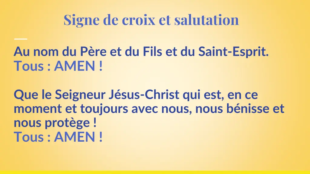 signe de croix et salutation