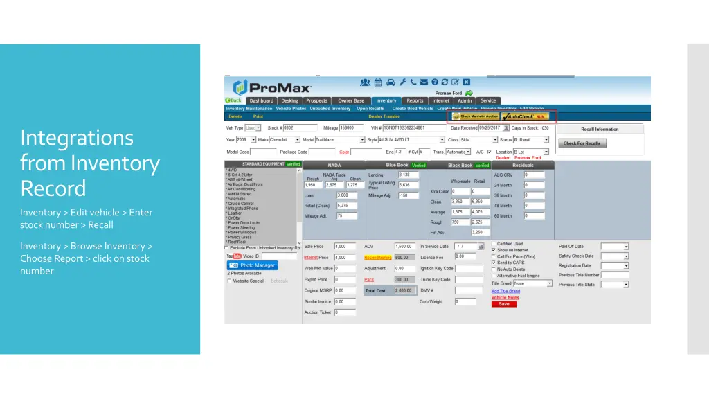 integrations from inventory record