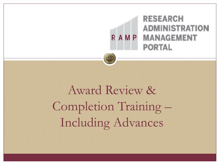 award review completion training including