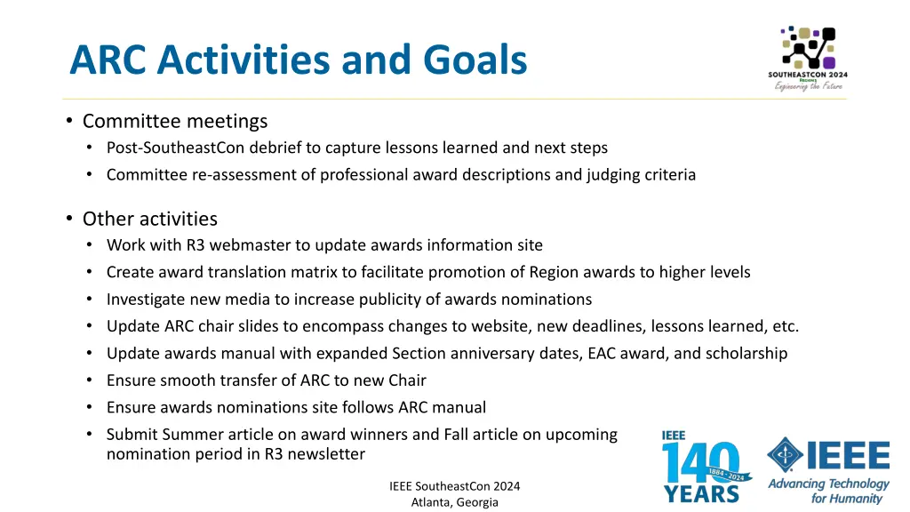 arc activities and goals