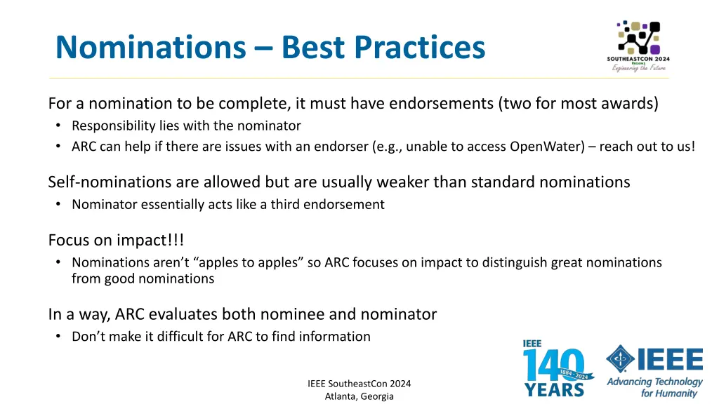 nominations best practices